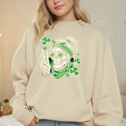 St Patrick's Day Sweatshirt Irish Skeleton Shamrock Shirts