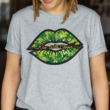 St Patricks Day Sweatshirt Kiss With Clover Viral Trend Shirts