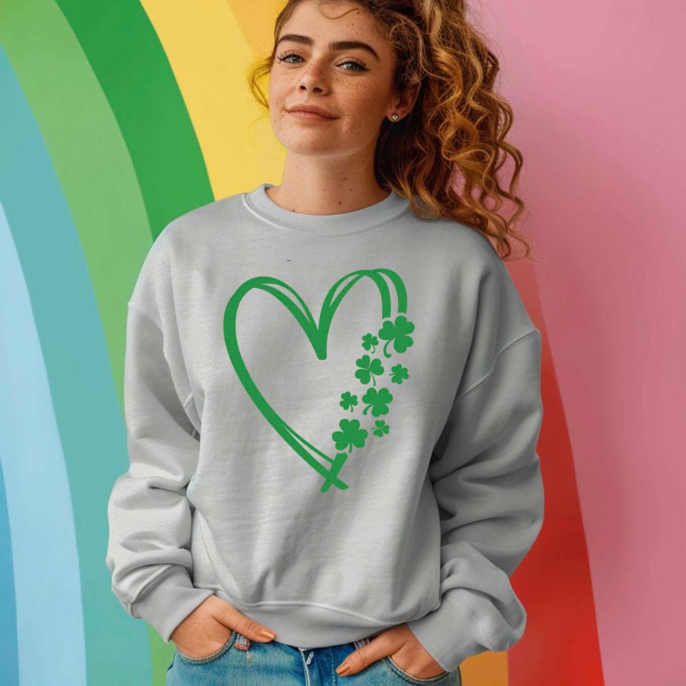 St Patrick's Day Sweatshirt Shamrock Irish Heart