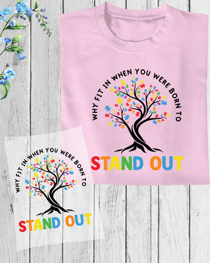 Stand out Autism Awareness DTF Transfer