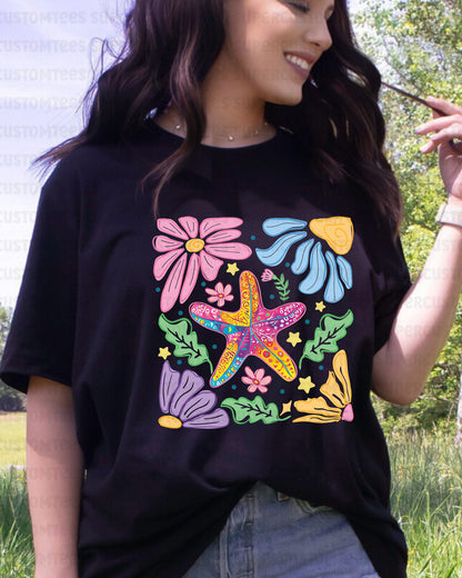 Starfish Floral DTF Transfer Ready to Press