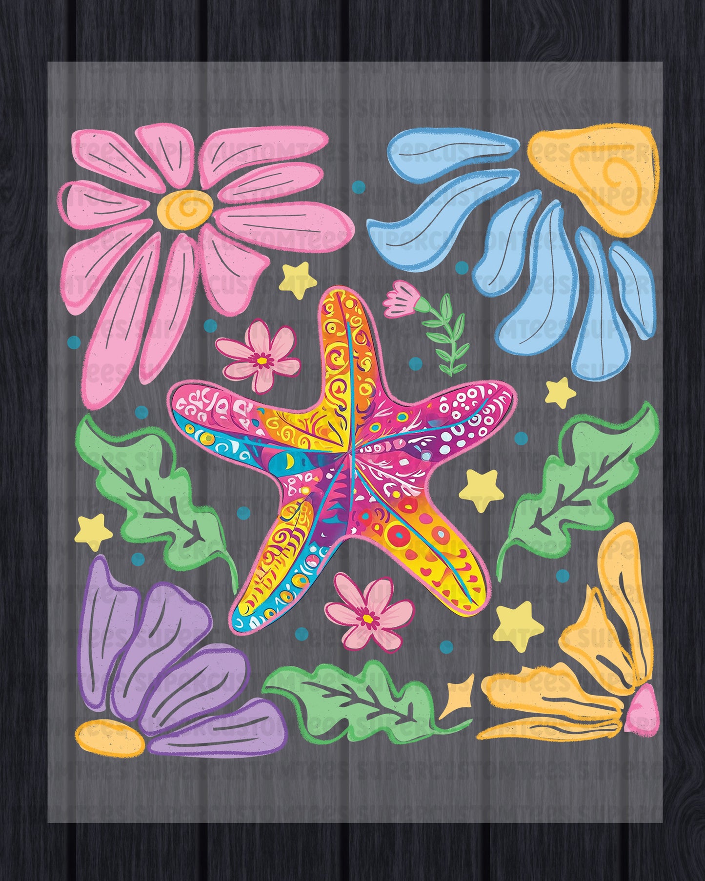 Starfish Floral DTF Transfer Ready to Press