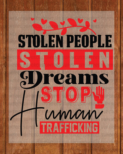 Stop Human Trafficking DTF Transfer Ready to Press