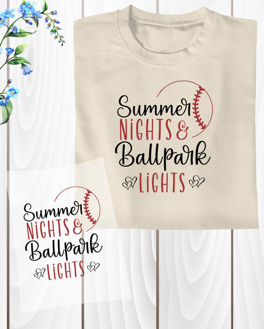 Ballpark Lights Baseball DTF Transfer Film