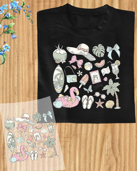 Summer Seashells DTF Transfer Ready to Press