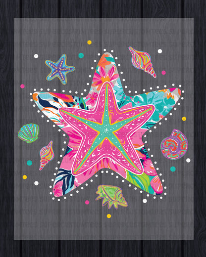 Summer Starfish DTF Transfer Ready to Press