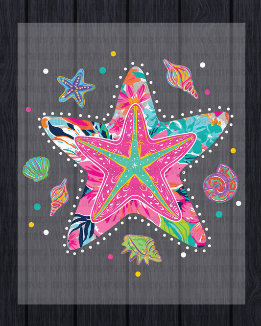 Summer Starfish DTF Transfer Ready to Press