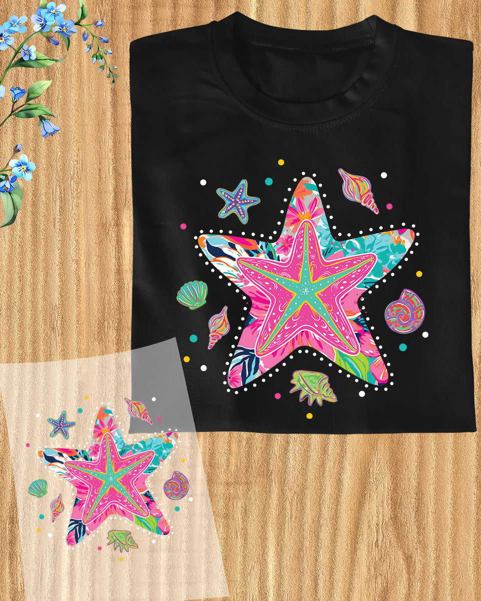 Summer Starfish DTF Transfer Ready to Press