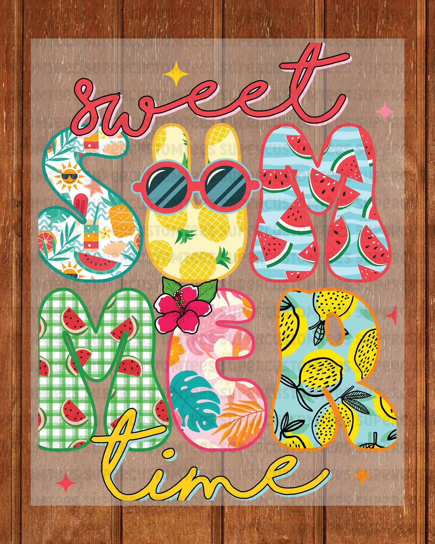 Summer Time DTF Transfer Ready to Press