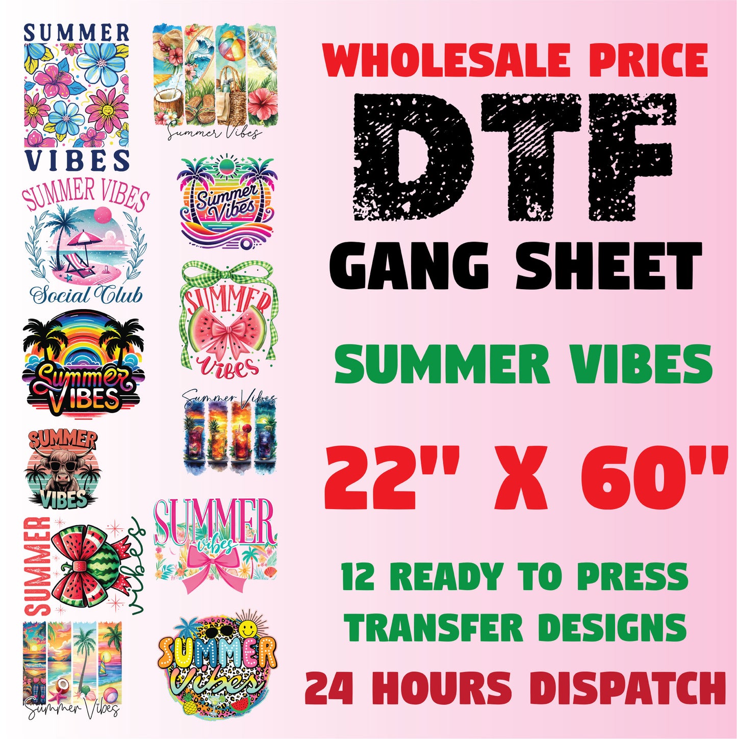 Summer Vibes DTF Transfer Gang sheet