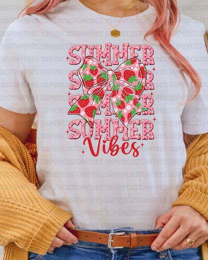 Summer Vibes Strawberry Coquette DTF Transfer Ready to Press