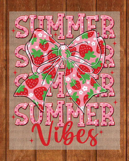 Summer Vibes Strawberry Coquette DTF Transfer Ready to Press