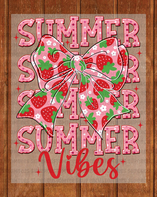 Summer Vibes Strawberry Coquette DTF Transfer Ready to Press