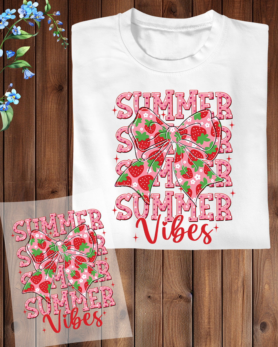 Summer Vibes Strawberry Coquette DTF Transfer Ready to Press