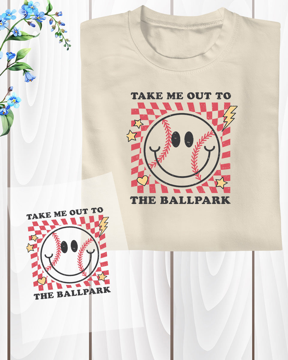 Take Me Out to The Ballpark Baseball DTF Transfer Film