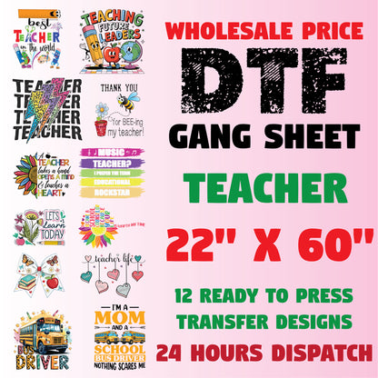 Teacher Appreciation DTF Transfer Gang sheet