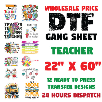 Teacher Appreciation DTF Transfer Gang sheet