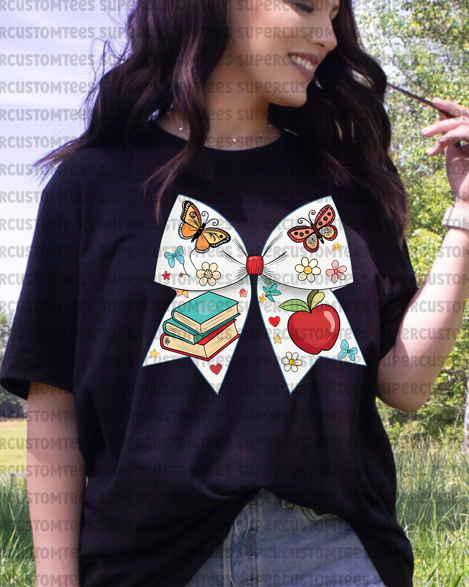 Teacher Butterfly Coquette Bow DTF Transfer