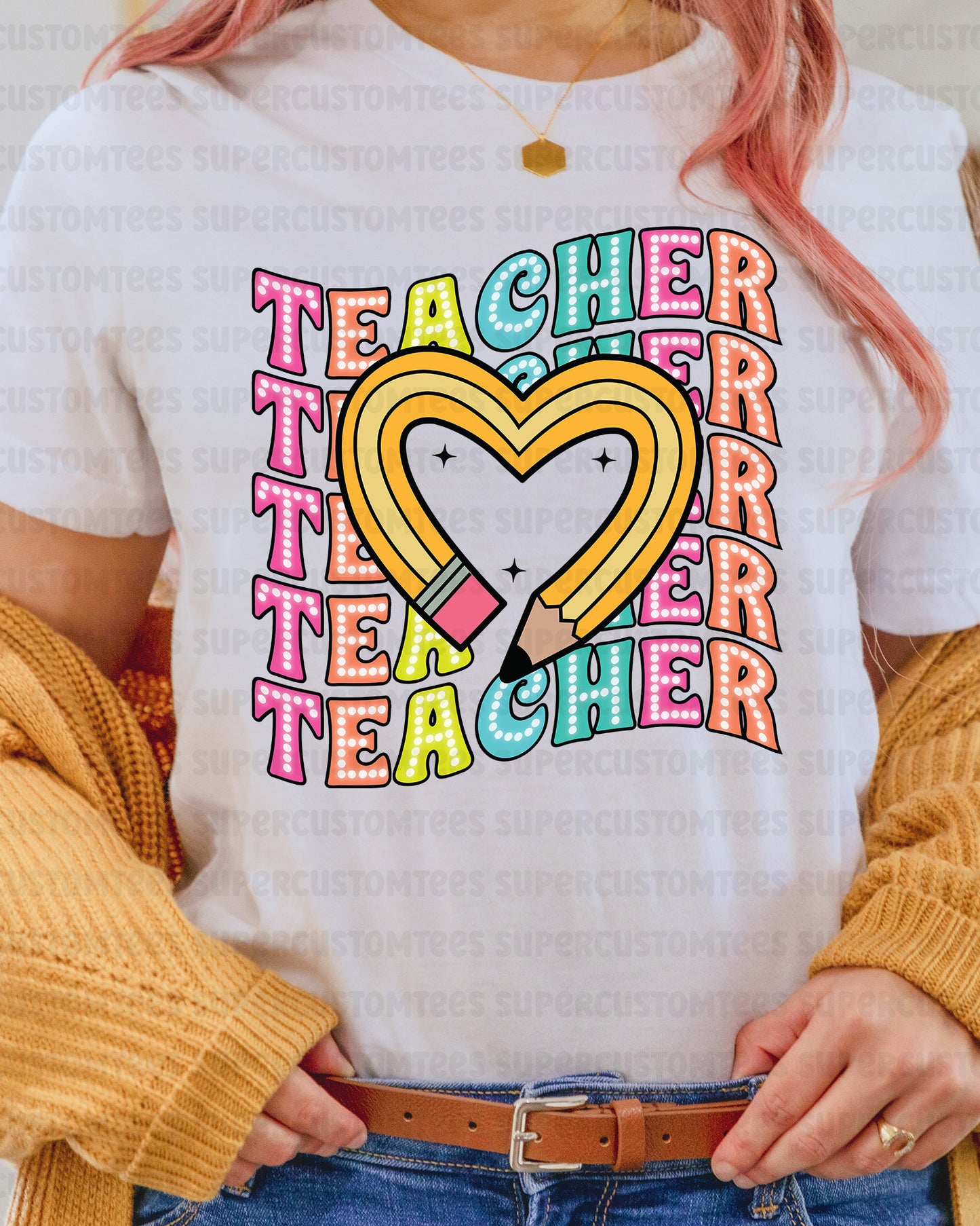 Teacher Heart DTF Transfer Ready to Press
