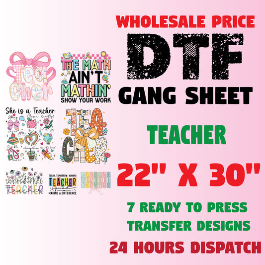 Teacher Retro Designs Gang Sheet
