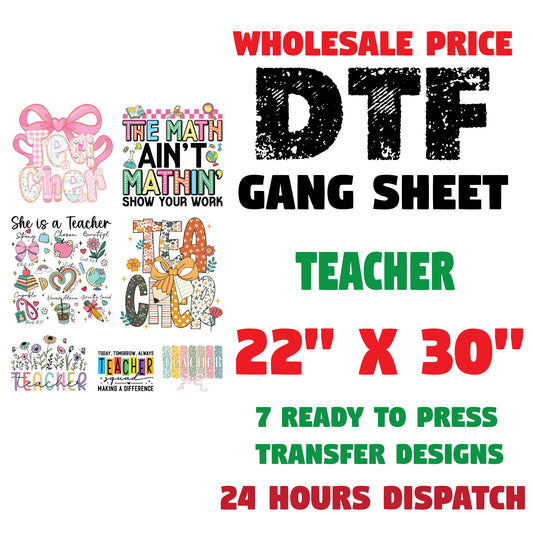 Teacher Retro Designs Gang Sheet