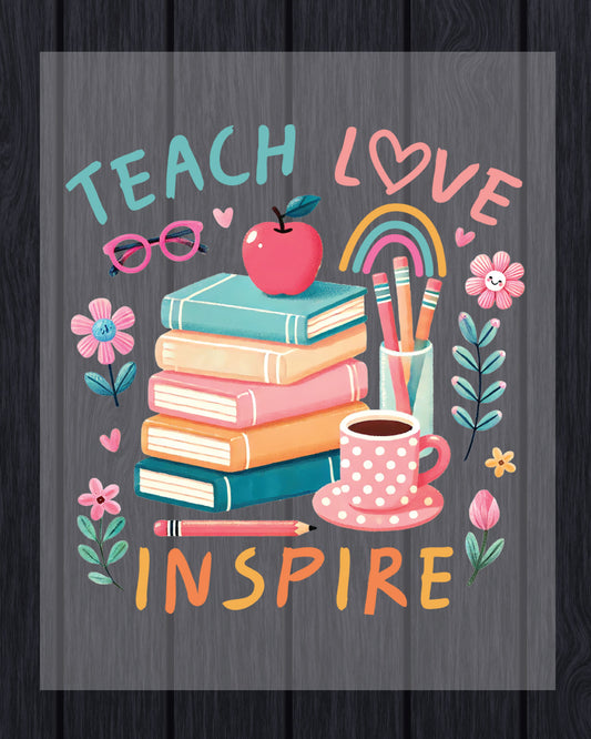 Teacher Teach Love Inspire DTF Transfer