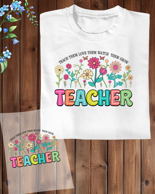 Teacher Floral DTF Transfer Film