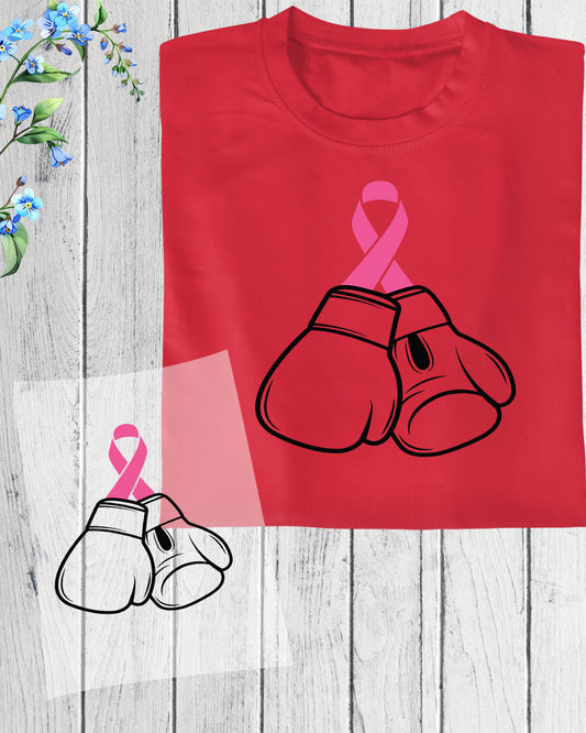 Breast Cancer Boxing Gloves Ribbon DTF Transfer Film