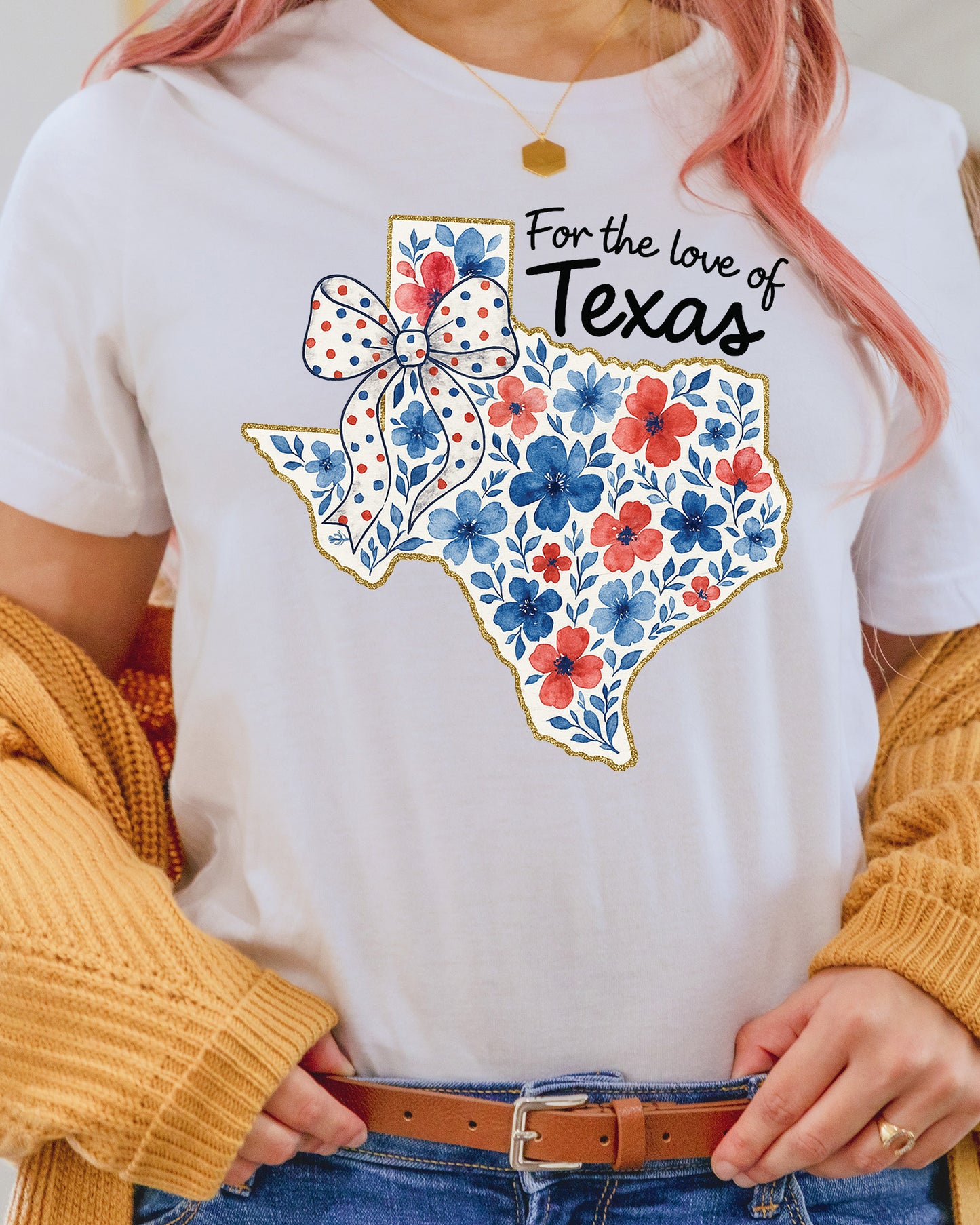 Texas Floral Patriotic Bow State DTF Transfer