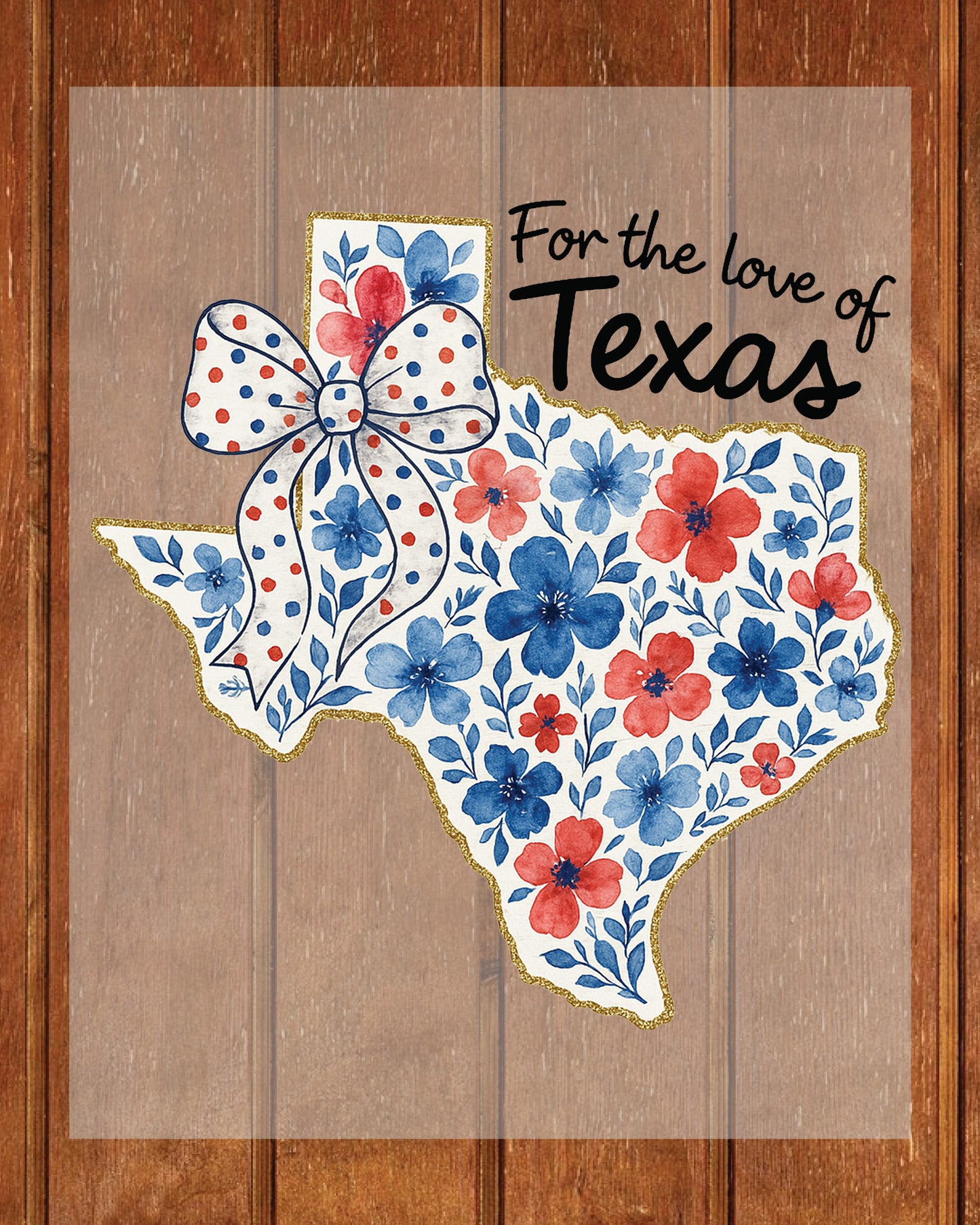 Texas Floral Patriotic Bow State DTF Transfer