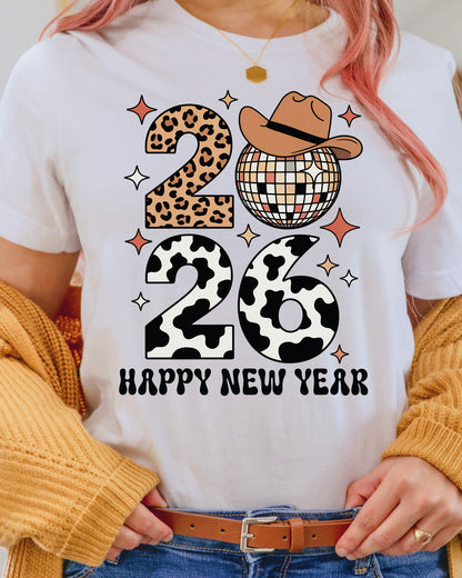 Funny New Years 2026 DTF Transfer, Ready to Press Heat Transfer for Shirts, Fun Festive New Year 2026 Design, UV Sticker