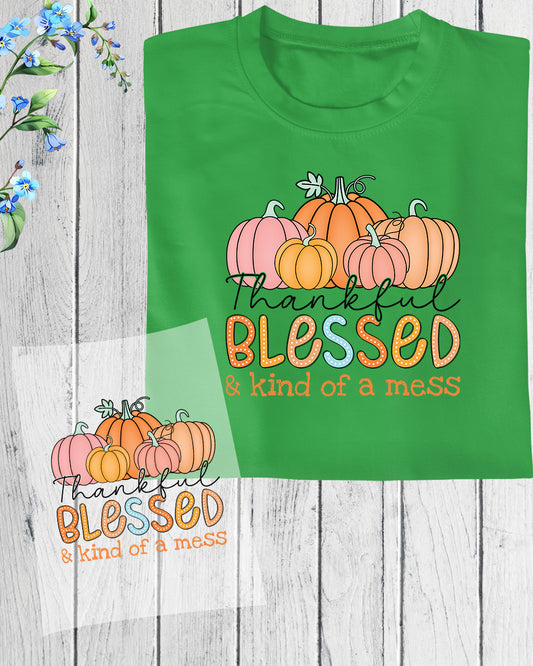 Thankful Fall Blessed Pumpkin DTF Transfer Film