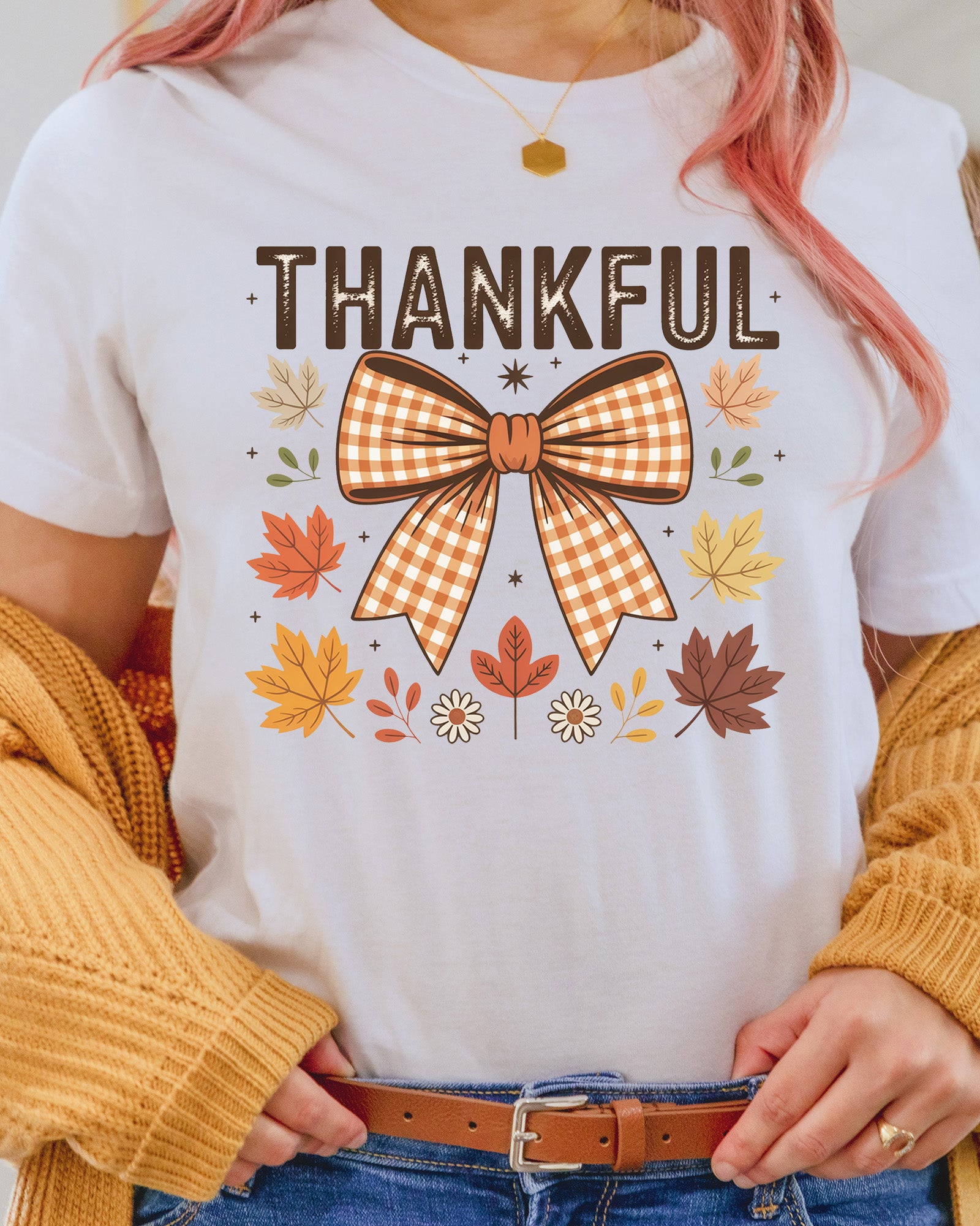 Thankful Fall Pumpkin Bow DTF Transfer