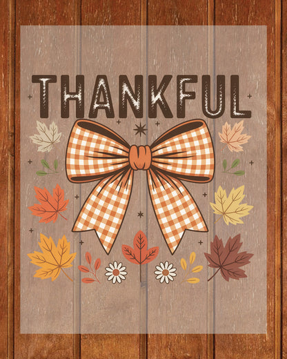 Thankful Fall Pumpkin Bow DTF Transfer