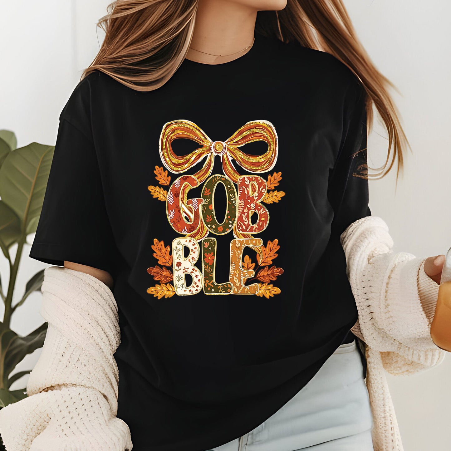 Thanksgiving Gobble Coquette Glitter DTF Transfer