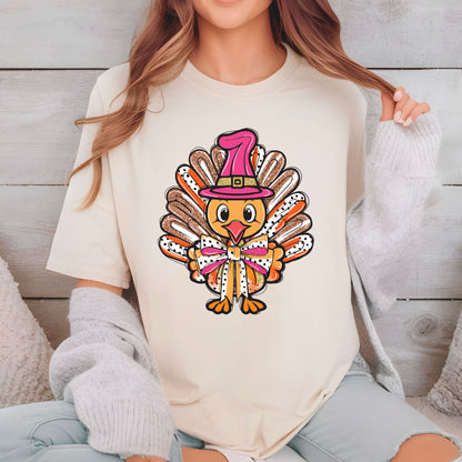 Thanksgiving Turkey Glitter Character DTF Transfer Ready to Press Holiday Heat Transfer for Shirts Turkey Glitter UV Sticker