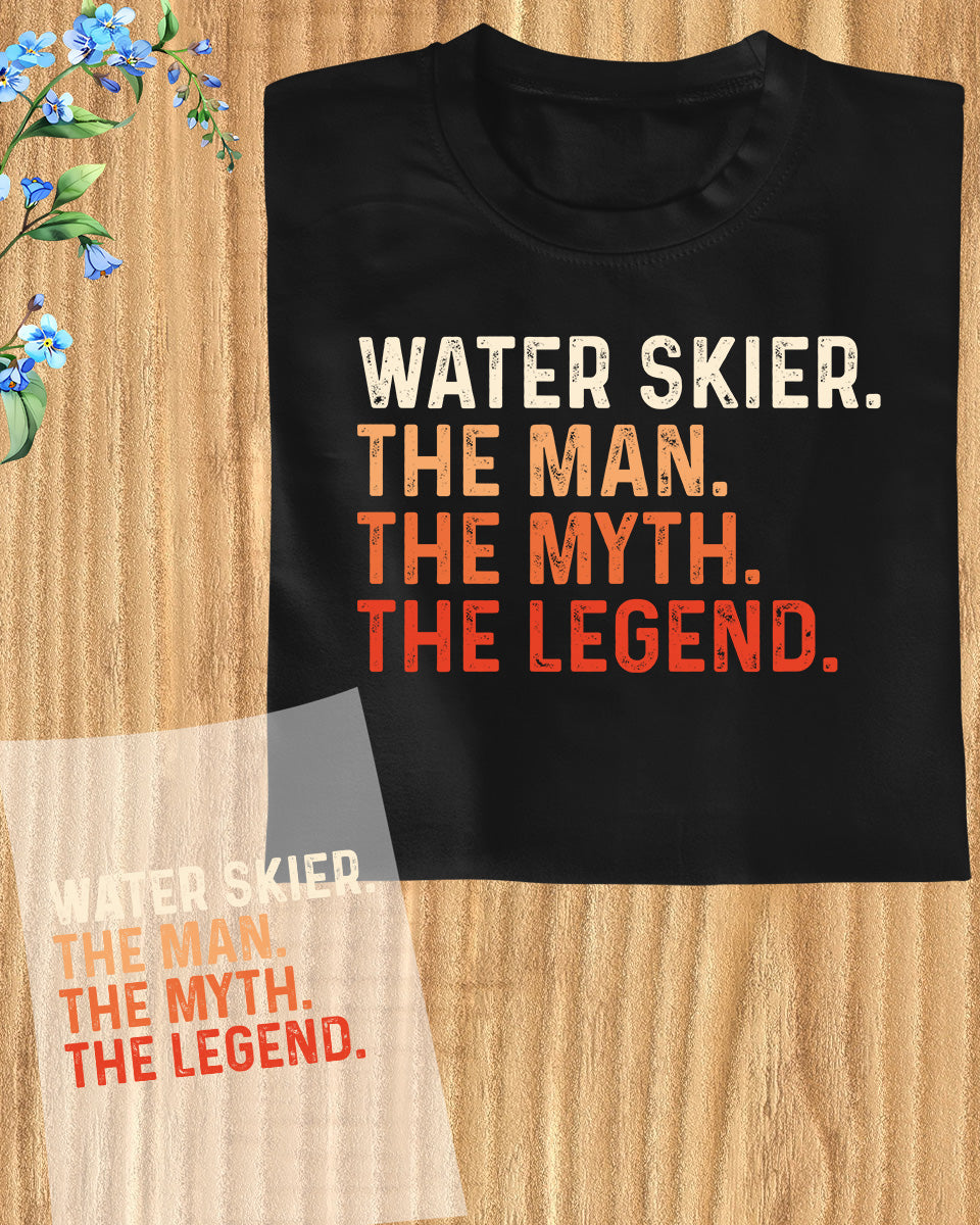 Mens Water Skier Man Myth Legend DTF Transfer Film