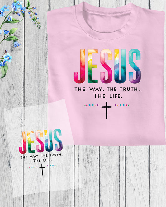 Jesus Colorful Cross DTF Transfer Film