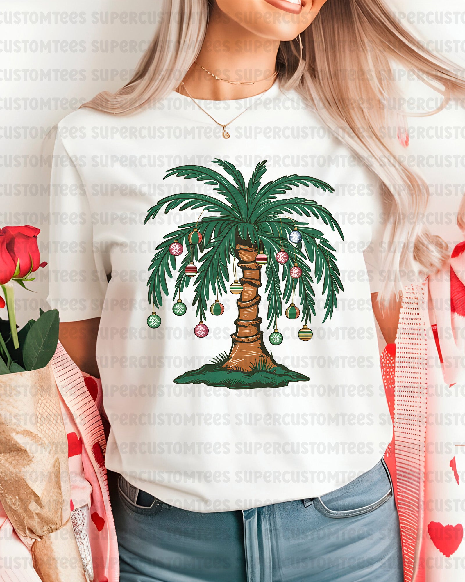 Tropical Christmas Tree Iron on Transfers for Shirts