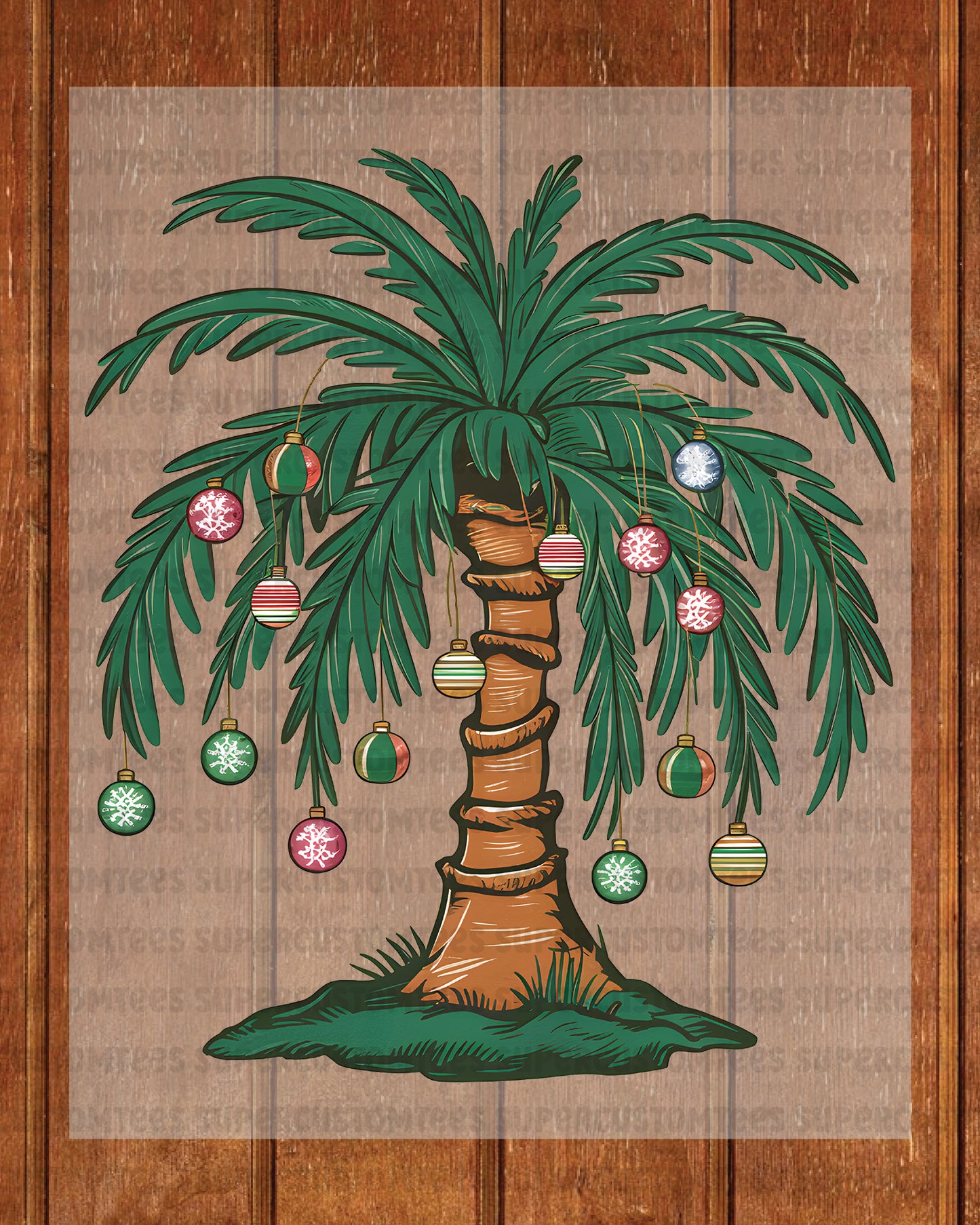 Tropical Christmas Tree Iron on Transfers for Shirts