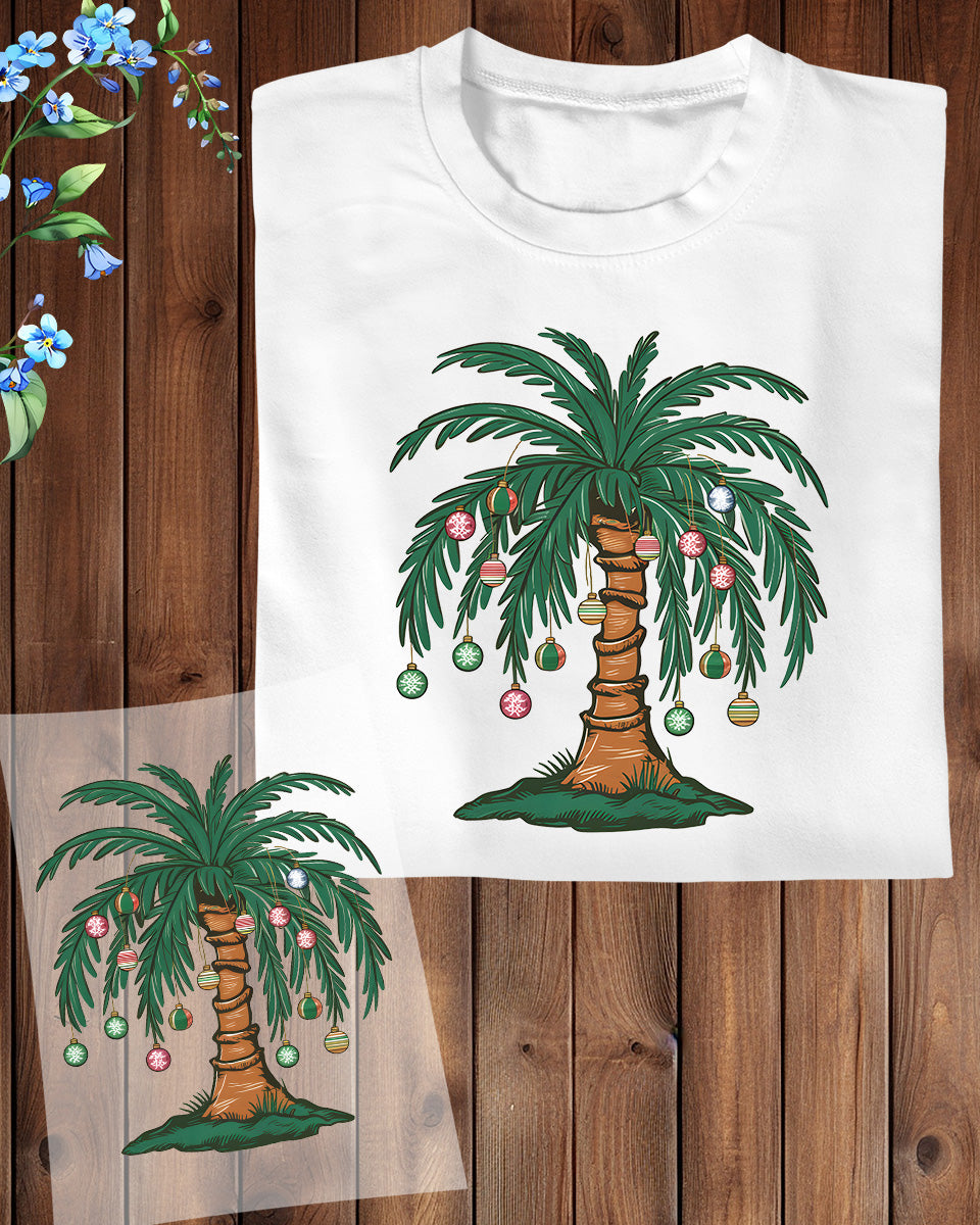 Tropical Christmas Tree Iron on Transfers for Shirts