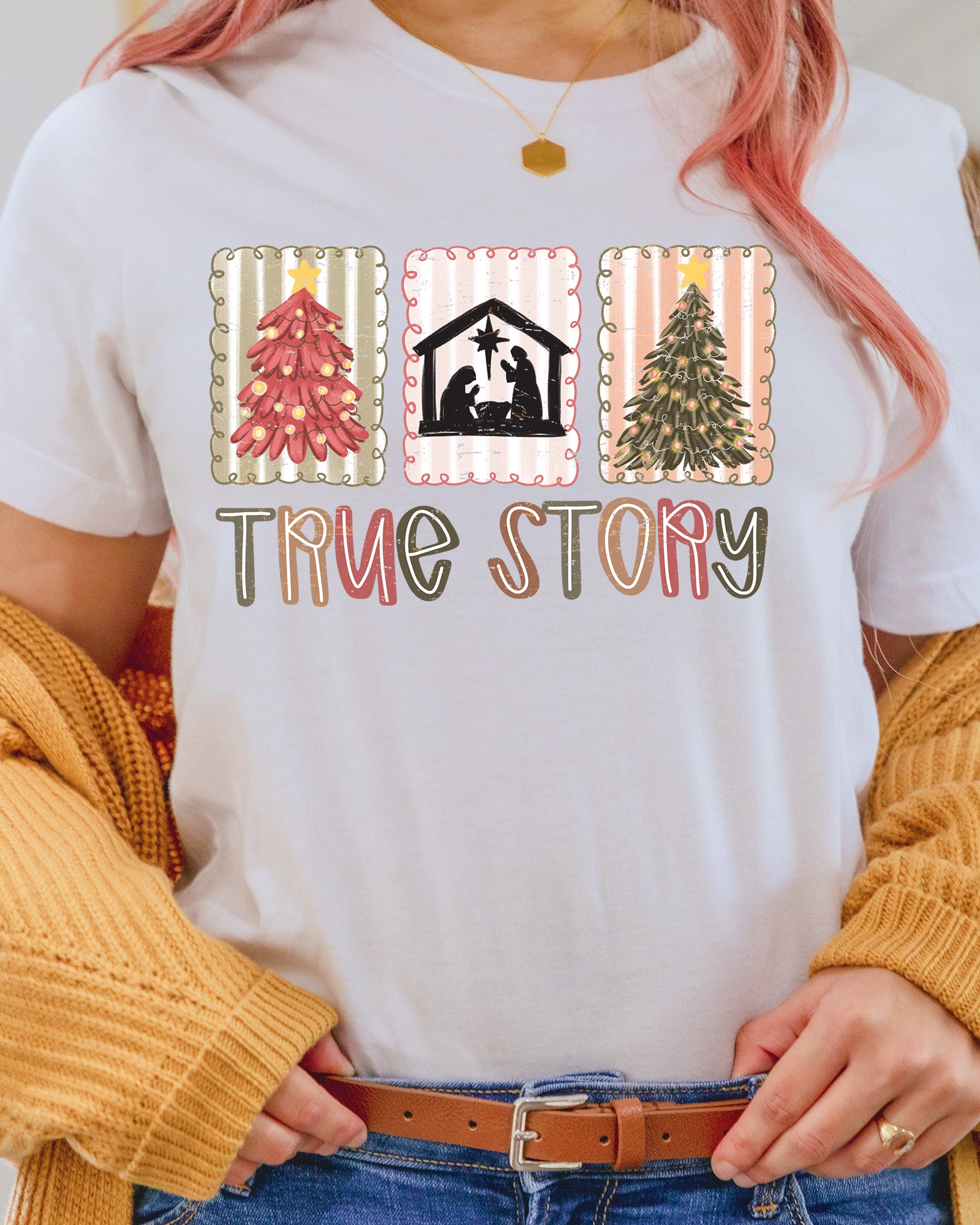 True Story Christian Christmas DTF Transfer, Holiday Heat Press Design, Xmas Shirt Print, UV DTF Sticker, Faith-Based Christmas Gift