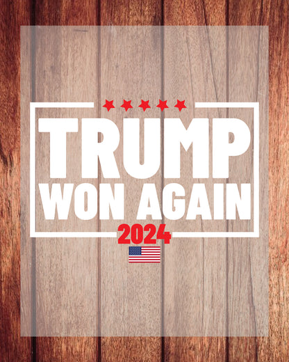 Trump Won Again 2024 American President DTF Transfer Film