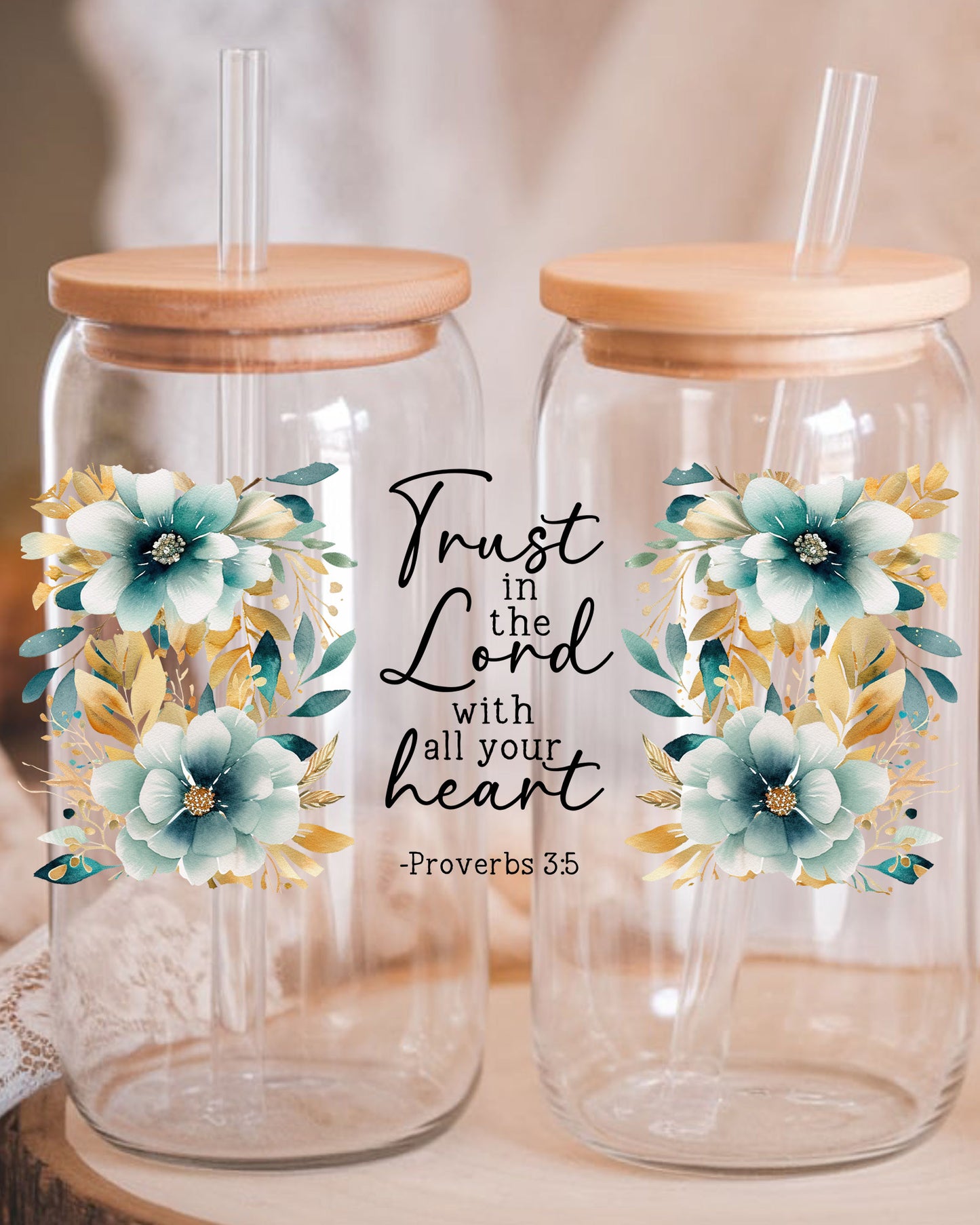 Trust in The Lord Glass Tumbler UV wrap
