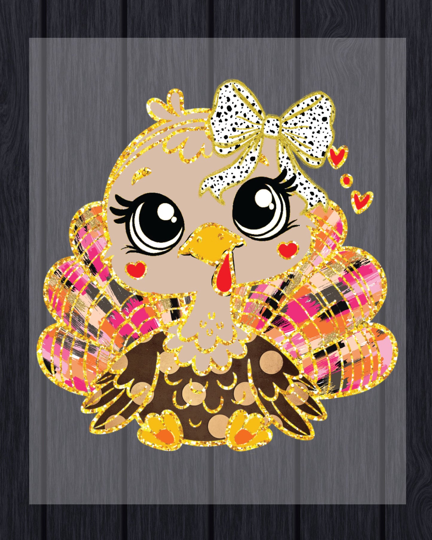 Turkey Bow Glitter DTF Transfer Ready to Press