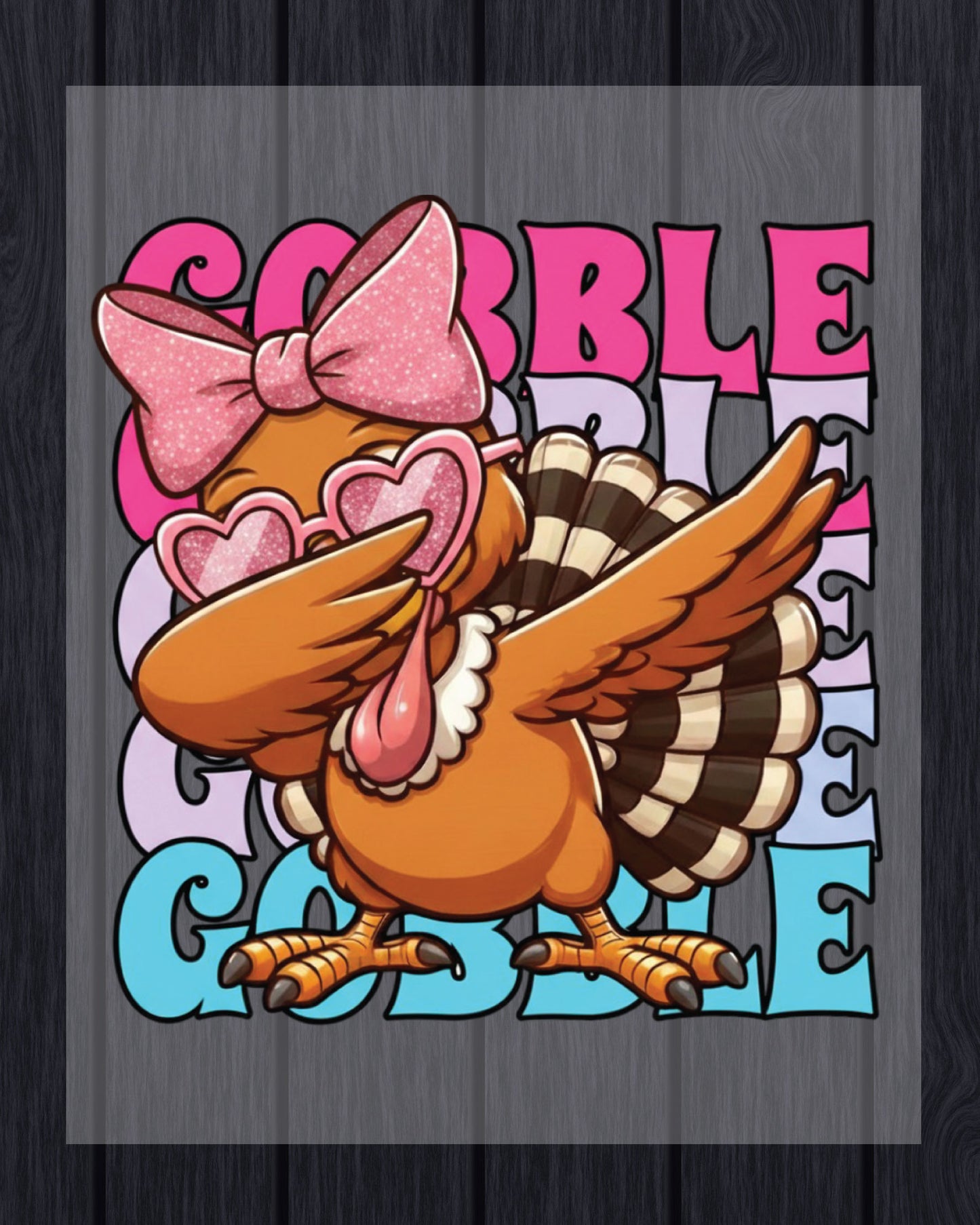 Turkey Gobble Girl Glitter DTF Transfer Ready to Press