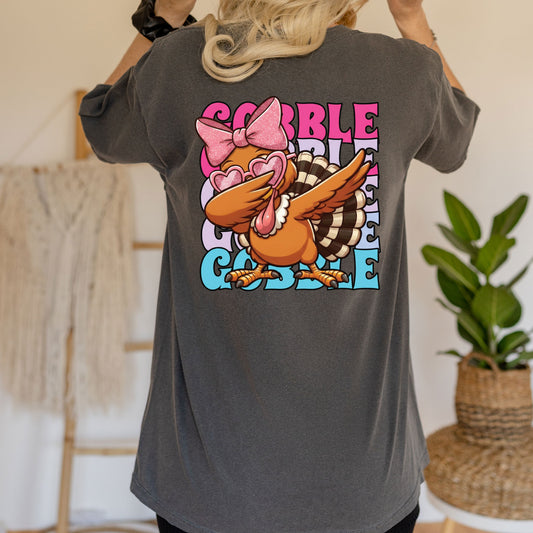 Thanksgiving Gobble Coquette Glitter DTF Transfer Ready to Press Holiday Heat Transfer for Shirts Coquette Glitter UV Sticker