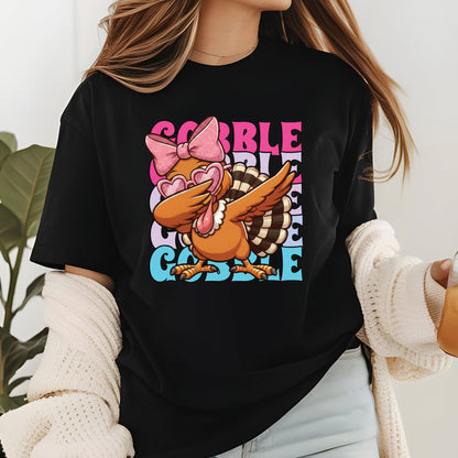 Thanksgiving Gobble Coquette Glitter DTF Transfer Ready to Press Holiday Heat Transfer for Shirts Coquette Glitter UV Sticker