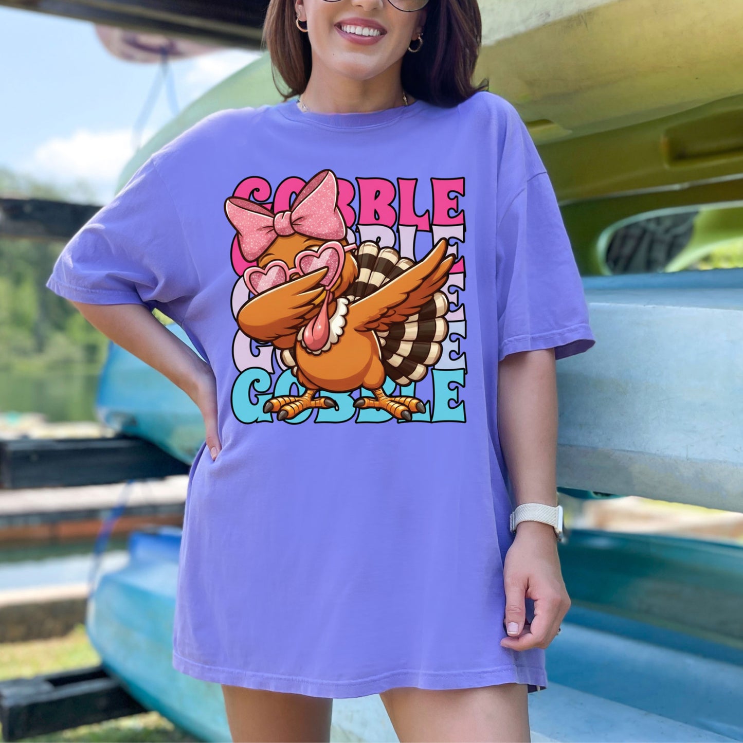 Thanksgiving Gobble Coquette Glitter DTF Transfer Ready to Press Holiday Heat Transfer for Shirts Coquette Glitter UV Sticker