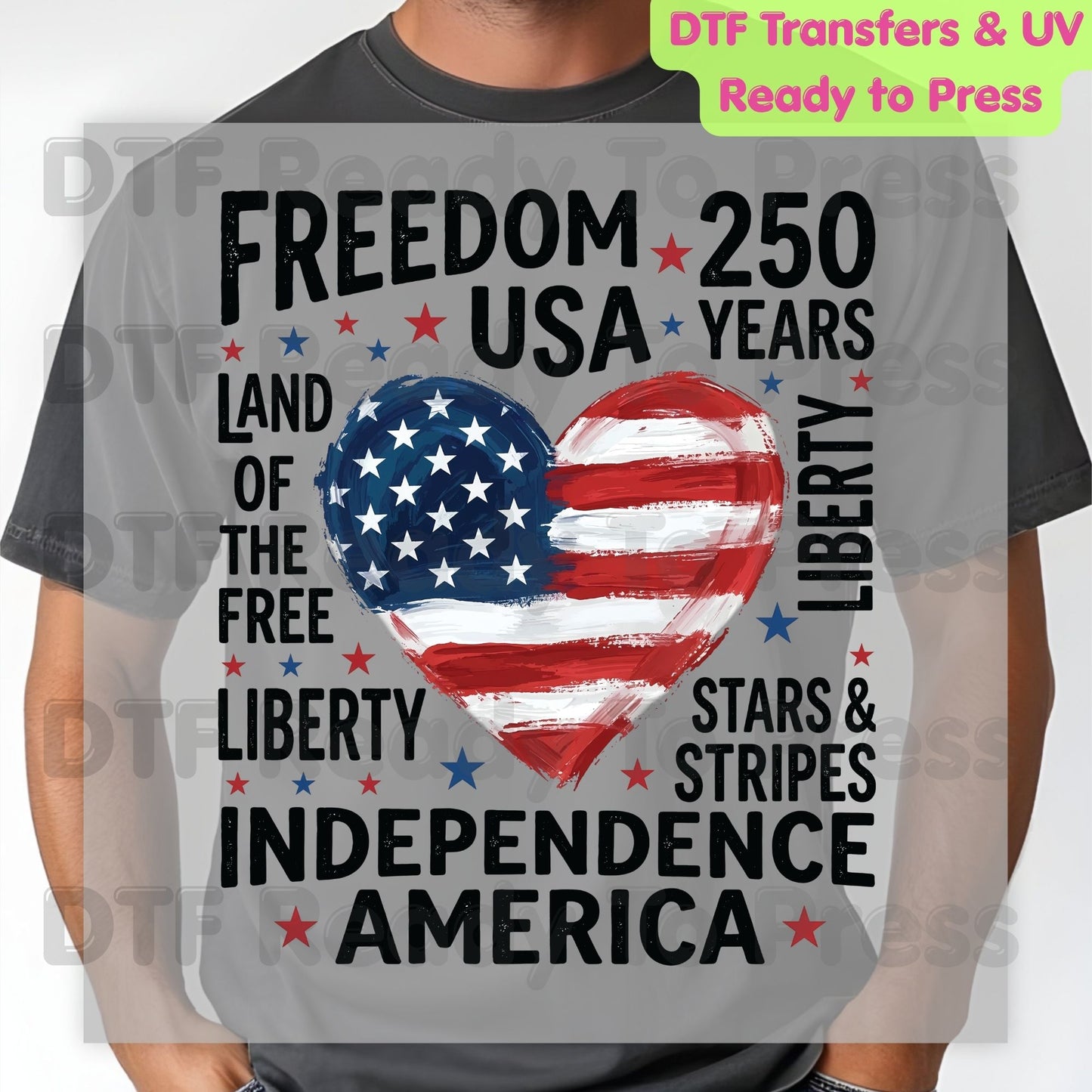 usa 250 years, freedom heart usa, patriotic heart, american flag, 4th of july, independence day, retro usa design, usa heat press, dtf transfer usa, patriotic shirt, uv sticker usa, freedom shirt usa, flag heart design